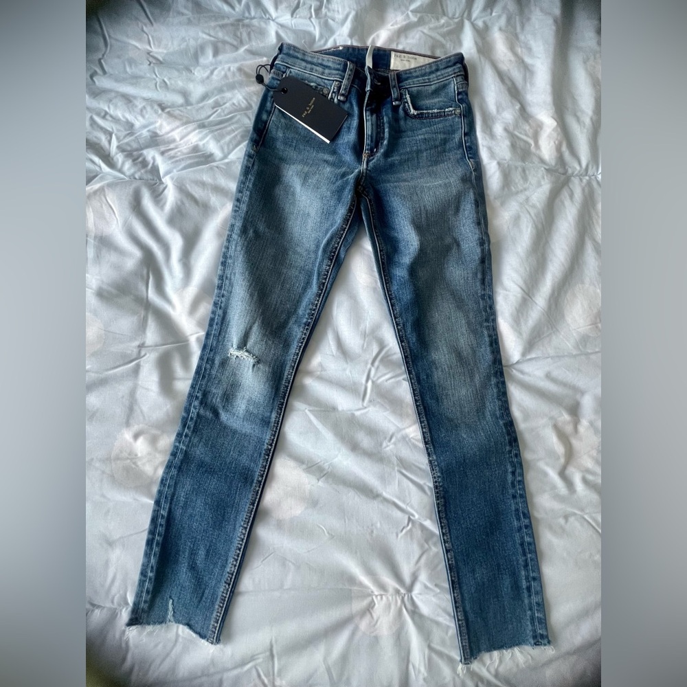 Rag & Bone Womens Mid Rise Skinny Ankle blue jeans size 23, New with tag
